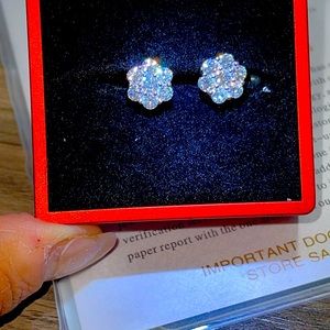 4 ct diamond earrings, gold vermeil 925 Moissanite GRA certified 100% pass test